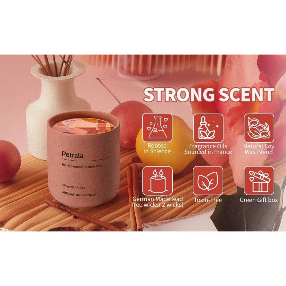 Petrala Golden Hour 6pm Candle 11.3 oz 2-Wick Scented Soy Wax Aromatique